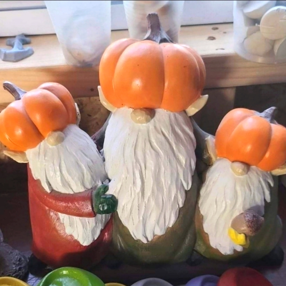 Pumpkin Hat Gnome Trio Decor
